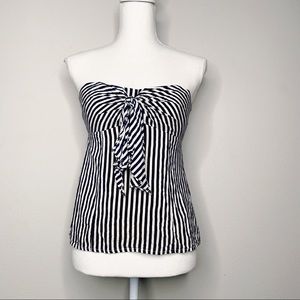 Nanette Lepore Silk striped twist strapless top